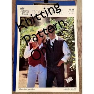 New King Cole 2526 Anti-Tickle DK Cable Waistcoat Vest Sweater Knitting Pattern